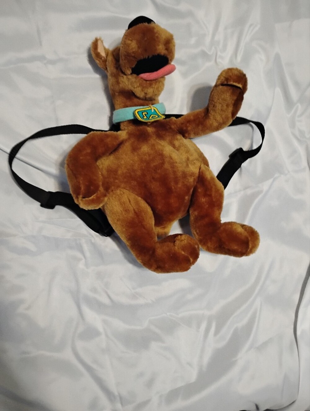 Kids Plush Brown Dog Backpack with Teal Collar